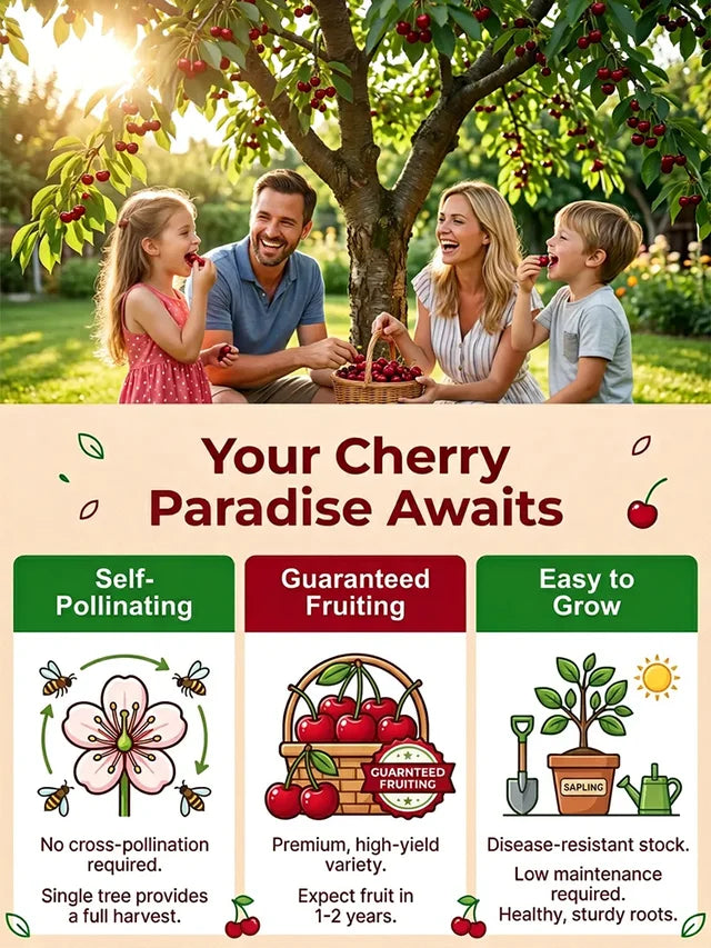 🏆Over 65,000 SOLD!🍒 🌿Extra Large Goma Harry Cherry Tree Saplings– Easy to grow on your porch and balcony at home