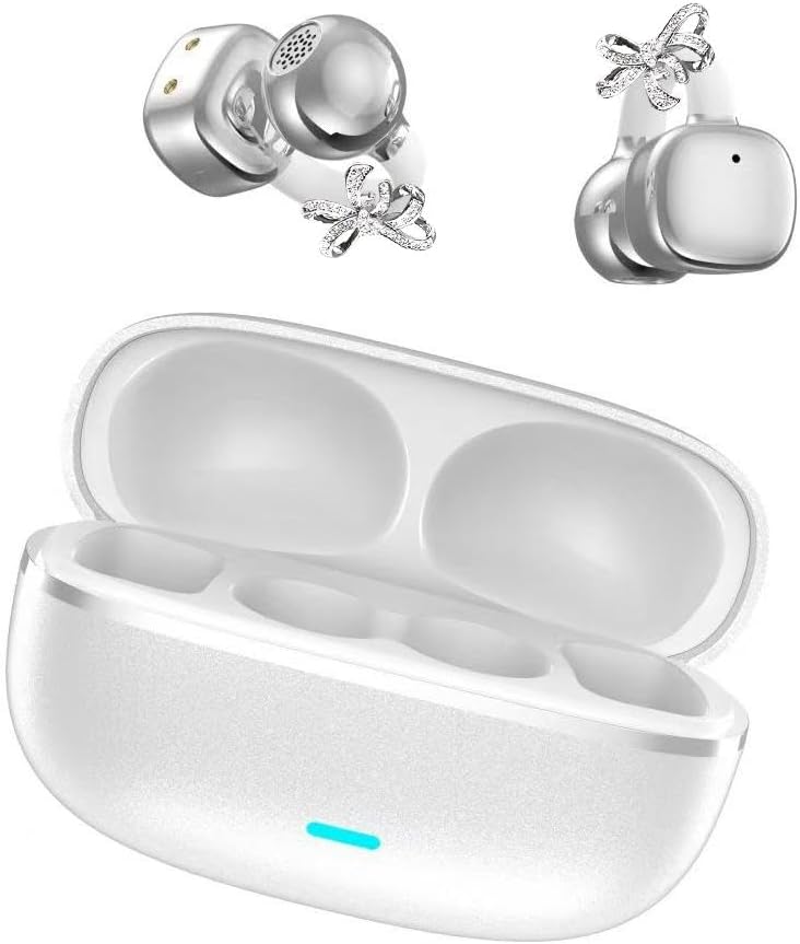 š§2026 New Clip-On Open-Ear Headphones ā Wireless Bluetooth Earbuds with AI Noise Cancelling, Rhinestone Decor & Water Resistant