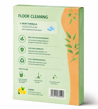 Floor Cleaning Tablets - Safe for Wood Tile Marble Quick Dry No Residue 12 Tablets Lemon Scent