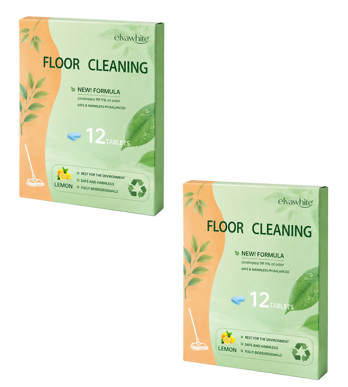 Floor Cleaning Tablets - Safe for Wood Tile Marble Quick Dry No Residue 12 Tablets Lemon Scent
