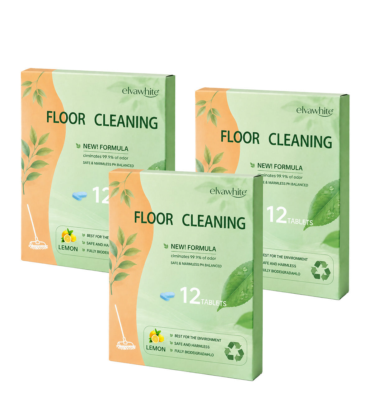 Floor Cleaning Tablets - Safe for Wood Tile Marble Quick Dry No Residue 12 Tablets Lemon Scent
