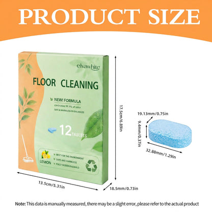Floor Cleaning Tablets - Safe for Wood Tile Marble Quick Dry No Residue 12 Tablets Lemon Scent