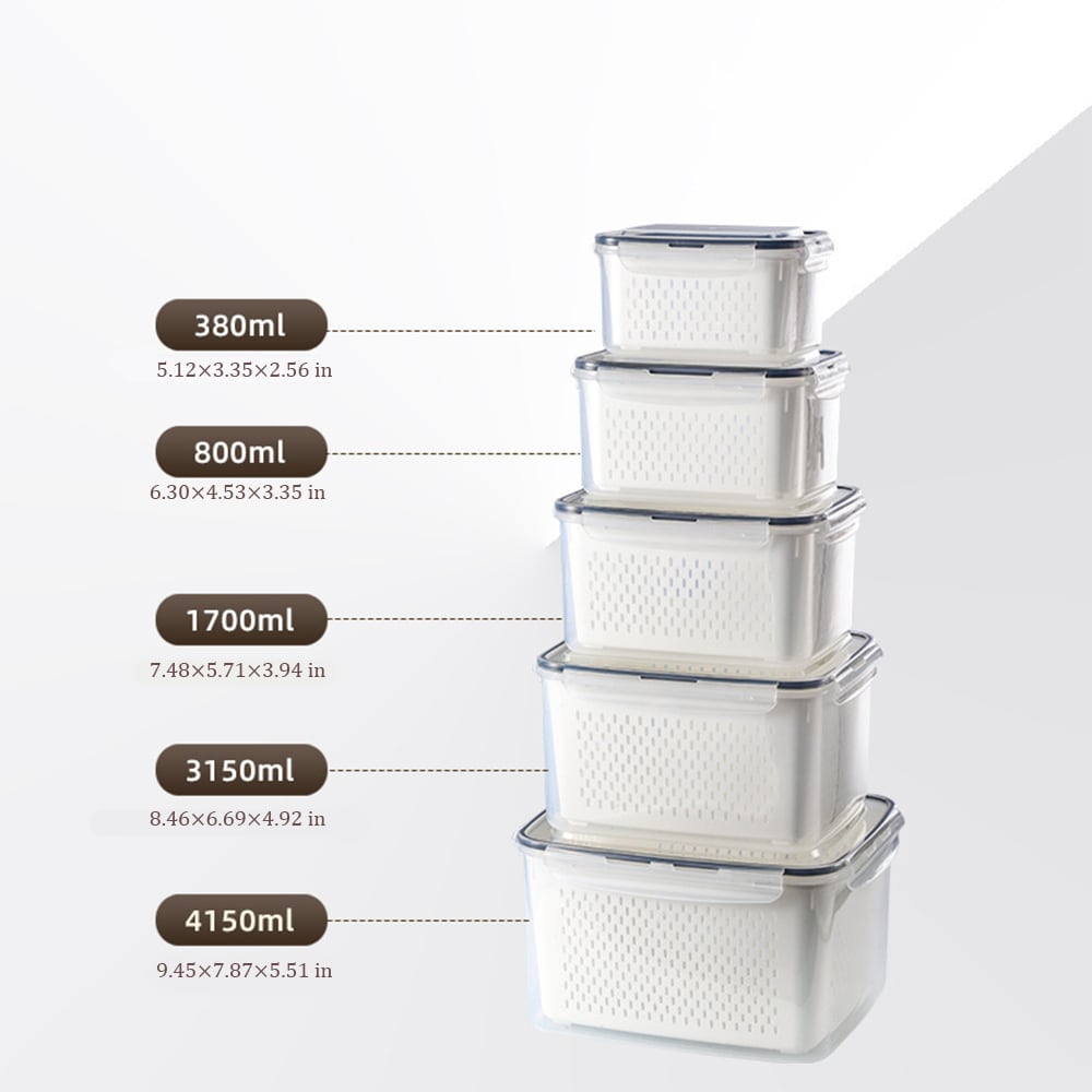 🥬 Fruit & Vegetable Storage Containers with Drain Baskets