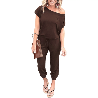 Women's Jumpsuit – Shoulder Elastic Waist Stretchy Loose Minimalist Comfy Clothes 🌸✨