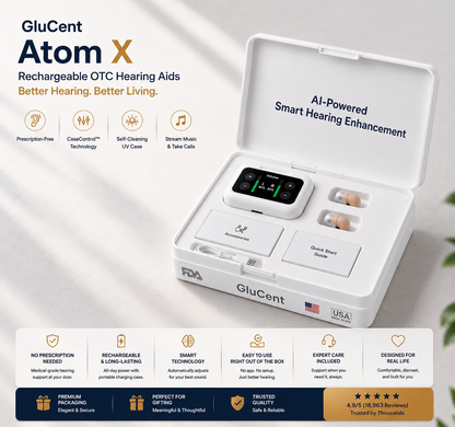 🔥 Final 1 Hours : Only Limited Stock Left🏆GluCent® Atom X Smart Hearing Aids — Hear Clearly, Feel Confident Again 💖(Mayo Clinic Recommended）