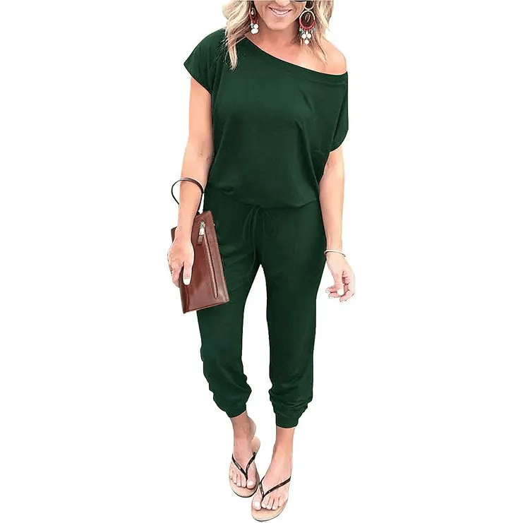 Women's Jumpsuit – Shoulder Elastic Waist Stretchy Loose Minimalist Comfy Clothes 🌸✨