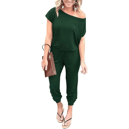 Women's Jumpsuit – Shoulder Elastic Waist Stretchy Loose Minimalist Comfy Clothes 🌸✨