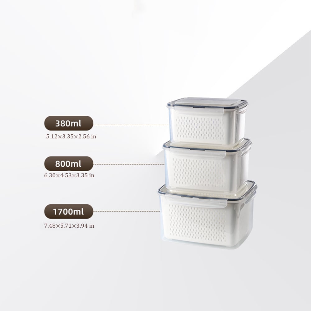 🥬 Fruit & Vegetable Storage Containers with Drain Baskets