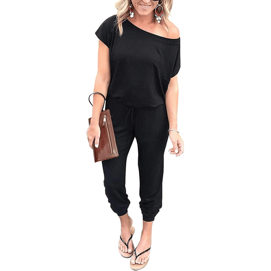 Women's Jumpsuit – Shoulder Elastic Waist Stretchy Loose Minimalist Comfy Clothes 🌸✨