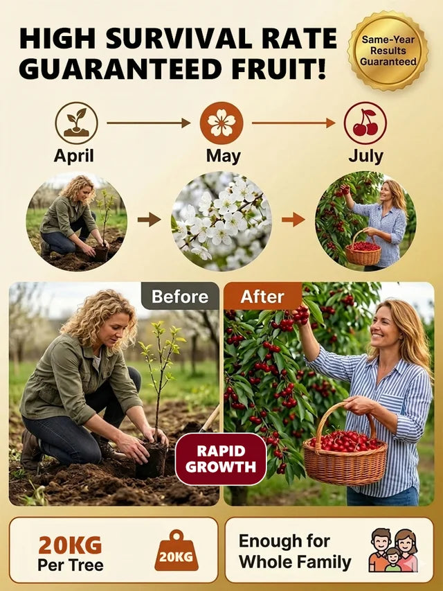 🏆Over 65,000 SOLD!🍒 🌿Extra Large Goma Harry Cherry Tree Saplings– Easy to grow on your porch and balcony at home