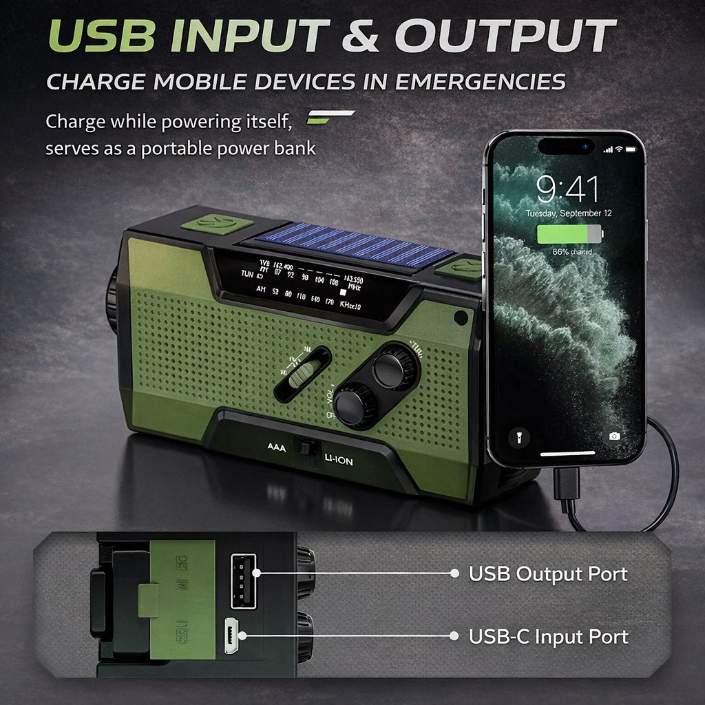 Self-Powered Weather Alert & 2000mAh Power Bank Radio 🔥