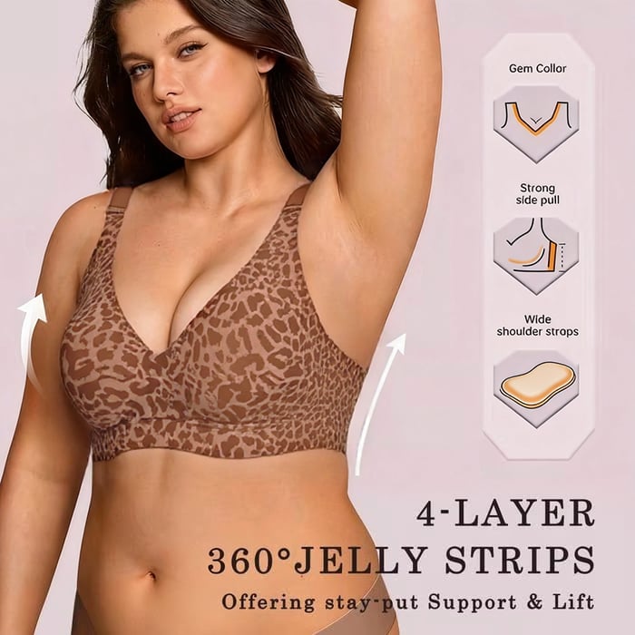 Super Firming Leopard Print Jelly  Bra | Women Wirefree Bras 👍No More Sagging Breasts