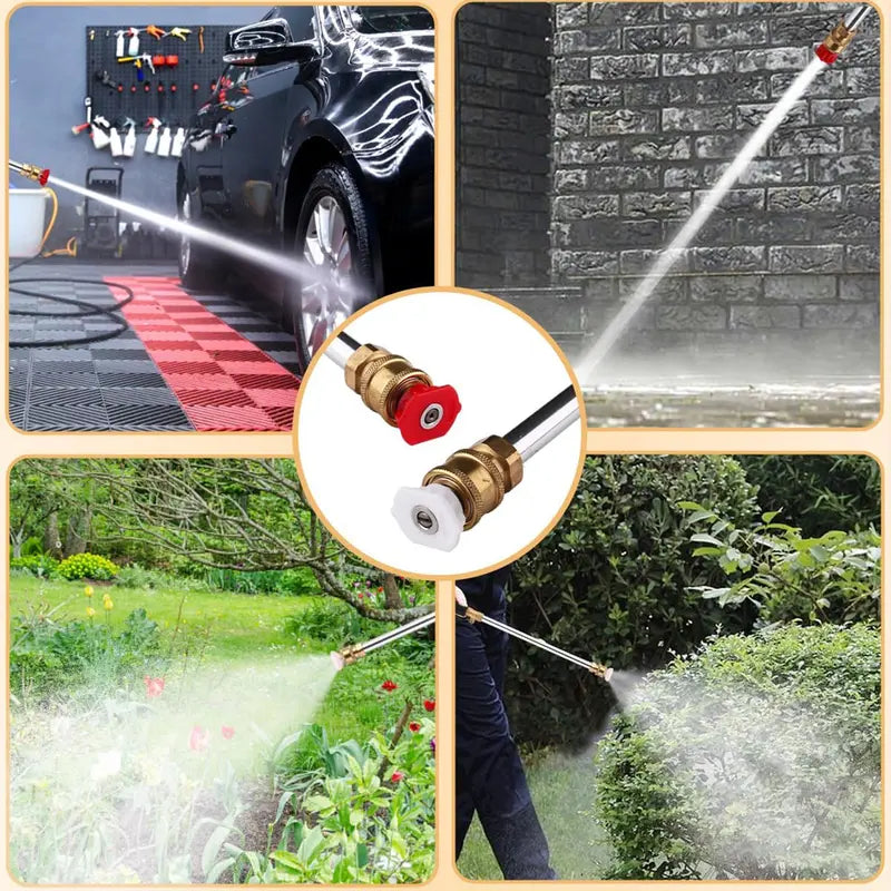 Jet Nozzle Power Washer for Garden Hose, Includes 2 High-Pressure Nozzles and Quick Connectors
