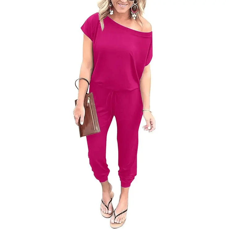 Women's Jumpsuit – Shoulder Elastic Waist Stretchy Loose Minimalist Comfy Clothes 🌸✨