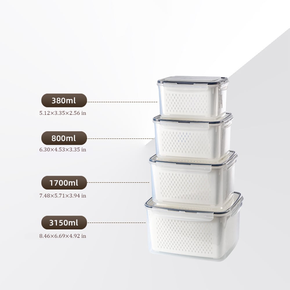 🥬 Fruit & Vegetable Storage Containers with Drain Baskets