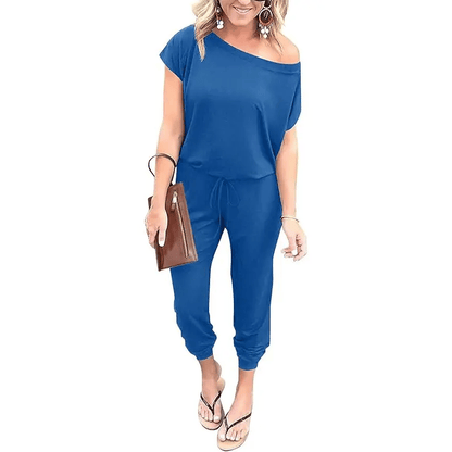 Women's Jumpsuit – Shoulder Elastic Waist Stretchy Loose Minimalist Comfy Clothes 🌸✨