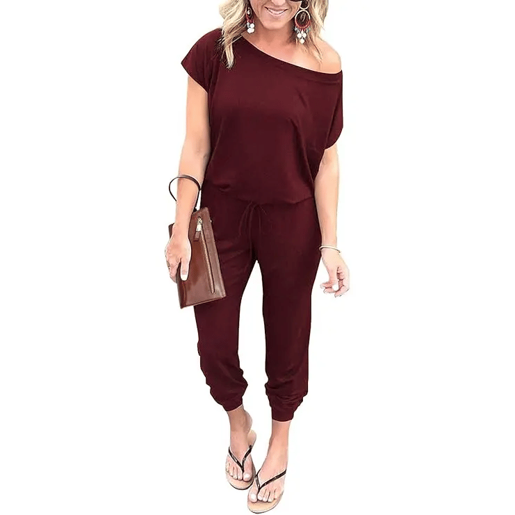 Women's Jumpsuit – Shoulder Elastic Waist Stretchy Loose Minimalist Comfy Clothes 🌸✨