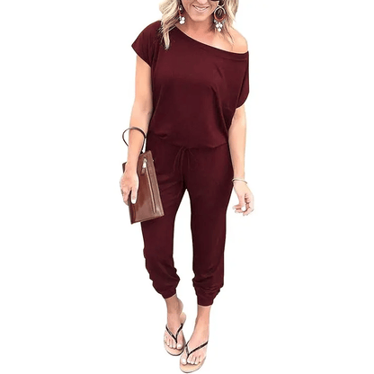 Women's Jumpsuit – Shoulder Elastic Waist Stretchy Loose Minimalist Comfy Clothes 🌸✨