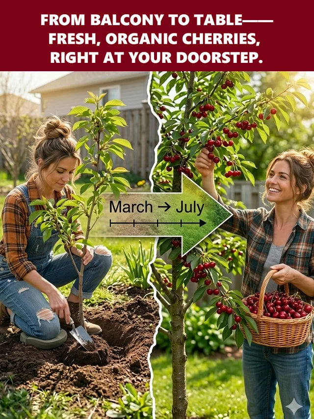 🏆Over 65,000 SOLD!🍒 🌿Extra Large Goma Harry Cherry Tree Saplings– Easy to grow on your porch and balcony at home