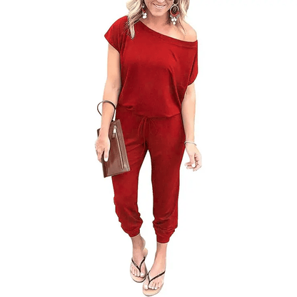 Women's Jumpsuit – Shoulder Elastic Waist Stretchy Loose Minimalist Comfy Clothes 🌸✨