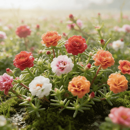 🌸 Double Flowered Moss Rose Seeds – 🌿Perennial Flower Seeds / Large Flowers / Easy to Grow